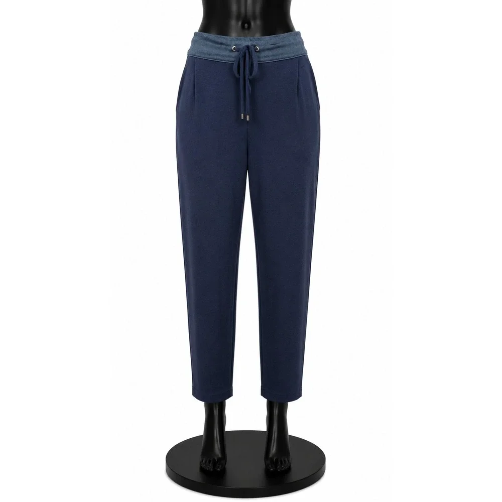 Tahari‎ Womens Activewear Casual Jogger Pants Size XL Navy Blue Knit Stretch